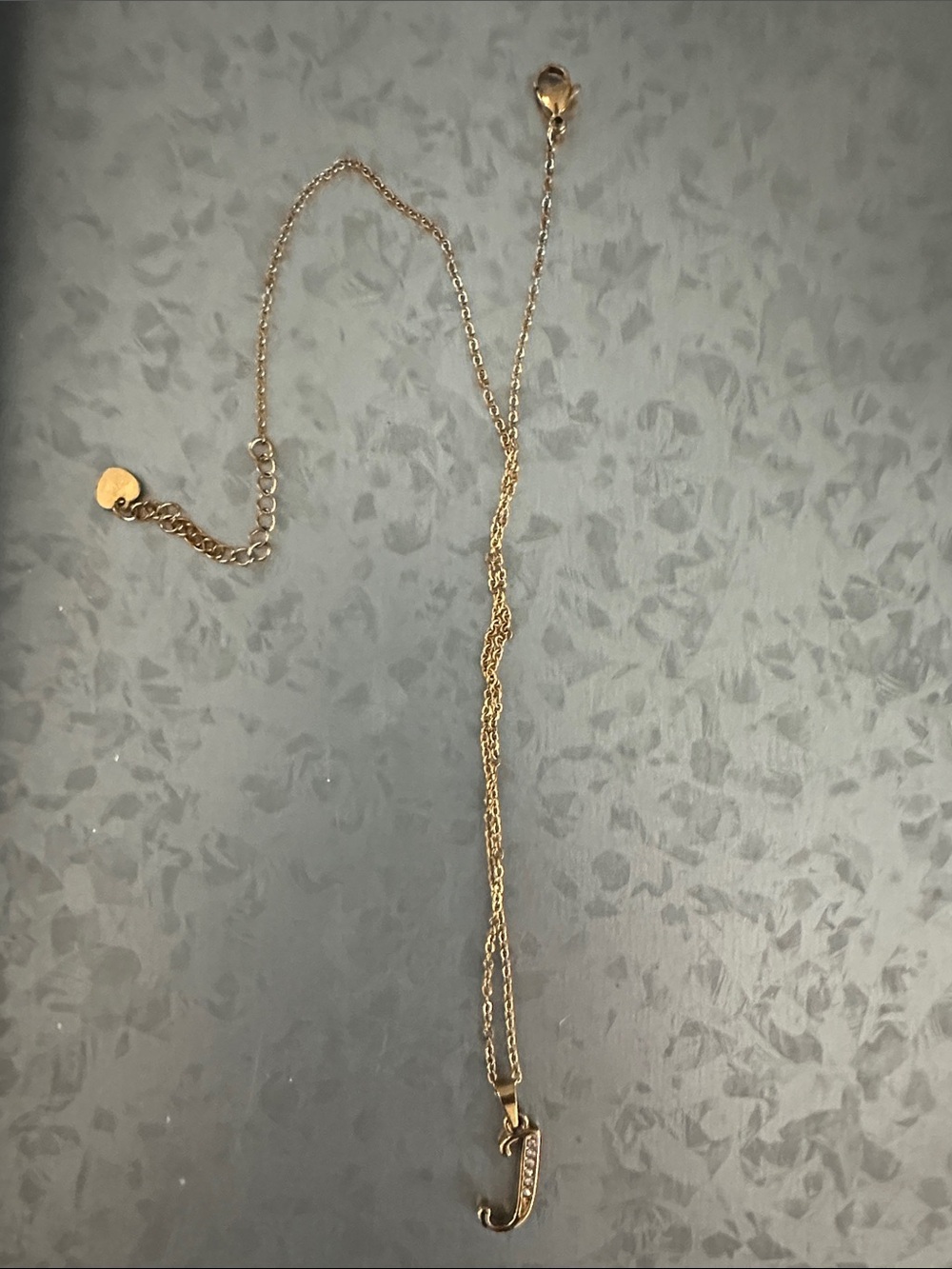 Gold Initial J Necklace with Crystal Accents - Women's Personalized Pendant